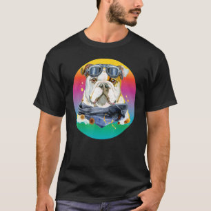 Camiseta Cachorro Bulldog Mulheres Coloridas Inglês Bulldog