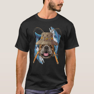 Camiseta Cachorro Bulldog Pescador Ao Ar Livre Voa Fis Cute