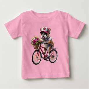 Camiseta Cachorro Bulldogue Francês de bicicleta