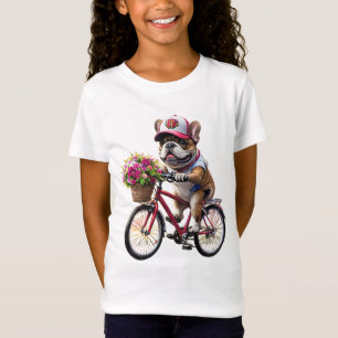 Camiseta Cachorro Bulldogue Francês de bicicleta