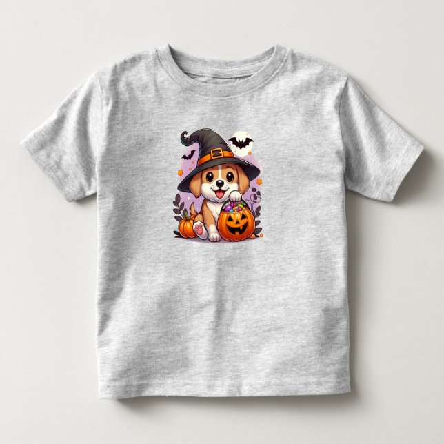 Camiseta Cachorro/cachorrinho de Halloween bonito (Frente)