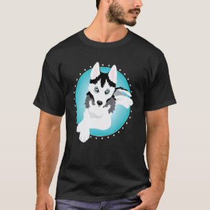 Camiseta Cachorro Cachorrinho Husky Siberiano Preto E Branc