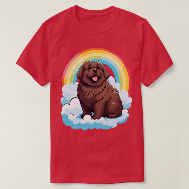 Camiseta Cachorro Cachorro-Arco-Íris Newfie Kawaii Cachorro (Frente do Design)