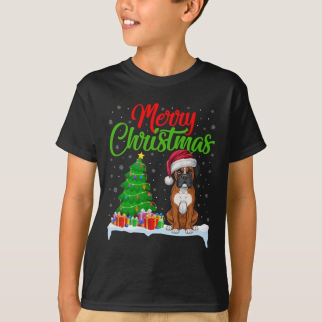 Camiseta Cachorro Cachorro Árvore de Natal Luz Engraçada Xm (Frente)