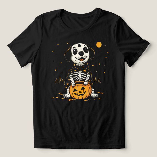 Camiseta Cachorro Cachorro Bonito de Halloween Figurume com (Design frontal)
