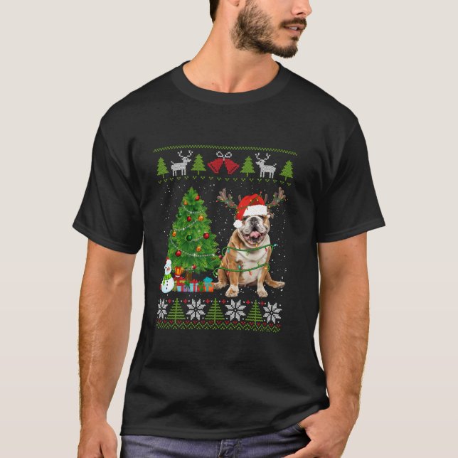 Camiseta Cachorro Cachorro Cachorro Cachorro Noel Hat Ugly  (Frente)