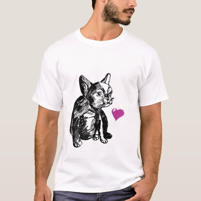 Camiseta Cachorro Cachorro Cachorro Coração Básica (Frente)
