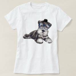 Camiseta Cachorro-Cachorro-Cachorro Pintado à Mão