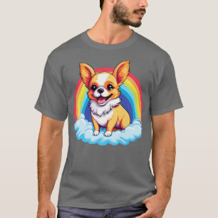 Camiseta Cachorro Cachorro Chihuahua Rainbow Cloud Kawaii F