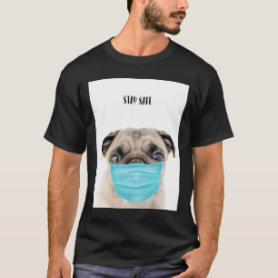 Camiseta Cachorro Cachorro Com Máscara, Mantenha-Se Seguro