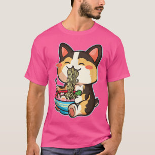 Camiseta Cachorro Cachorro Corgi Comendo Ramen - Otaku Mang