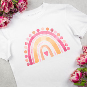 Camiseta Cachorro Cachorro d'água Coração arco-íris a rosa