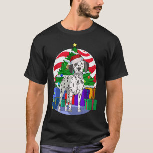 Camiseta Cachorro-Cachorro Dalmático Papai noel Árvore de N