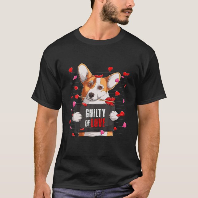 Camiseta Cachorro Cachorro Engraçado Corgi Culpado Do Amor  (Frente)