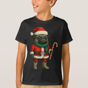 Camiseta Cachorro Cachorro Engraçado Xmas Roupa Vermelha Pu