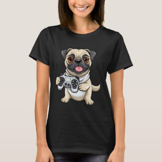 Camiseta Cachorro Cachorro Gamer Engraçado Jogando Cachorro