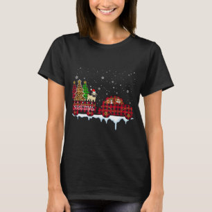 Camiseta Cachorro Cachorro Natal Xadrez Vermelha Papais noe