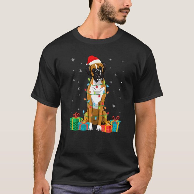 Camiseta Cachorro Cachorro Noel Luzes De Árvore De Natal (Frente)