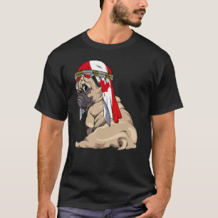 Camiseta Cachorro Cachorro Pug Retro Canada Flag Prie