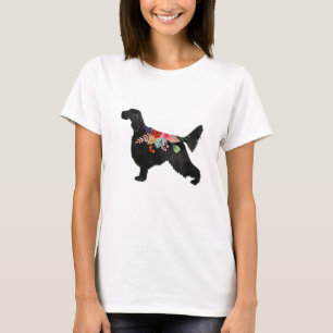 Camiseta Cachorro Cachorro Romântico Boêmian Floral Silho