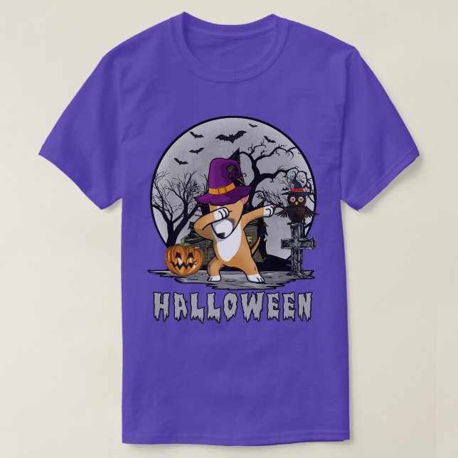 Camiseta Cachorro-Cachorro Touro Terrier Dab Hat Witch C (Frente do Design)
