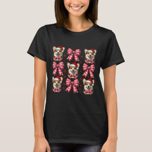 Camiseta Cachorro Cachorro Vermelho Xadrez Arco Natal Fo