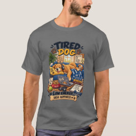 Camiseta Cachorro Cansado Baixa Energia Alta Felicidade Amo