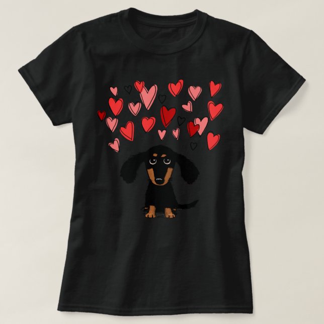 Camiseta Cachorro Cãozinho com Corações Namorados Cla (Frente do Design)