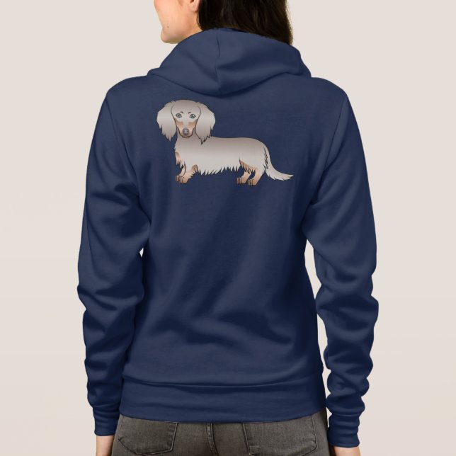 Camiseta Cachorro Cartoon Dachshund de Cabelo Longo Chocola (Verso)
