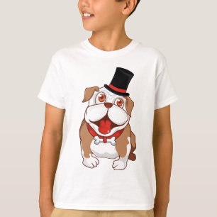 Camiseta Cachorro Cartoon de Bulldog Inglês Fofo