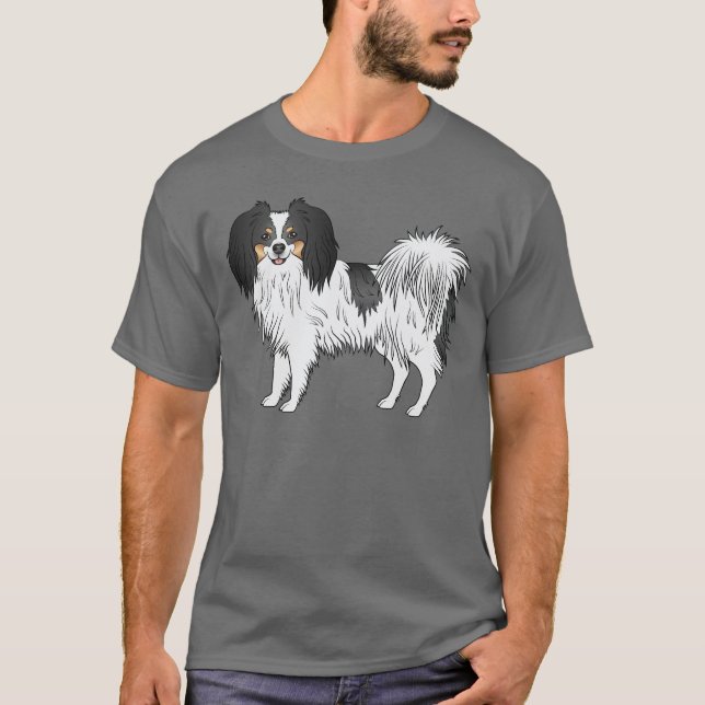 Camiseta Cachorro Cartoon Phalène Tricolor Perfeito Para Am (Frente)