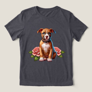 Camiseta Cachorro Castanho Cinto com Rosas