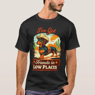 Camiseta Cachorro caubói retrô ocidental dachshund engraçad