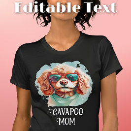 Camiseta Cachorro Cavapoo Mamãe Óculos escuros