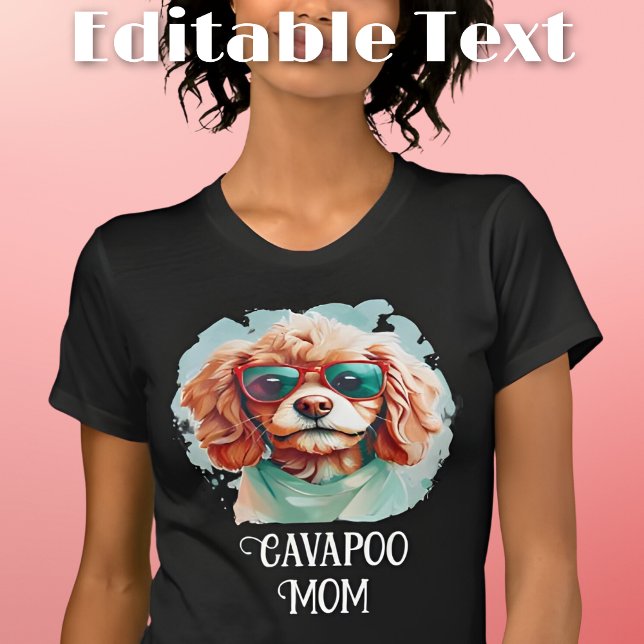 Camiseta Cachorro Cavapoo Mamãe Óculos escuros (Criador carregado)