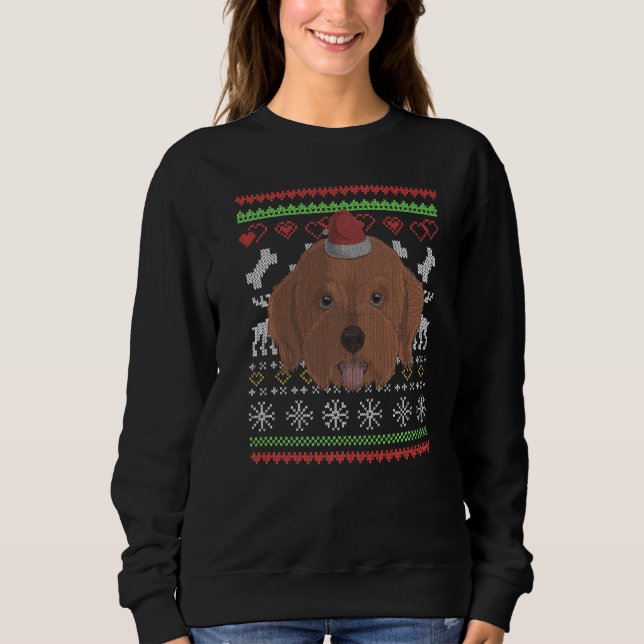 Camiseta Cachorro Cavapoo Papai Noel Padrão de Natal Feio X (Frente)