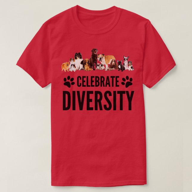 Camiseta Cachorro Celebra Diversidade em Cães Cachorro Engr (Frente do Design)