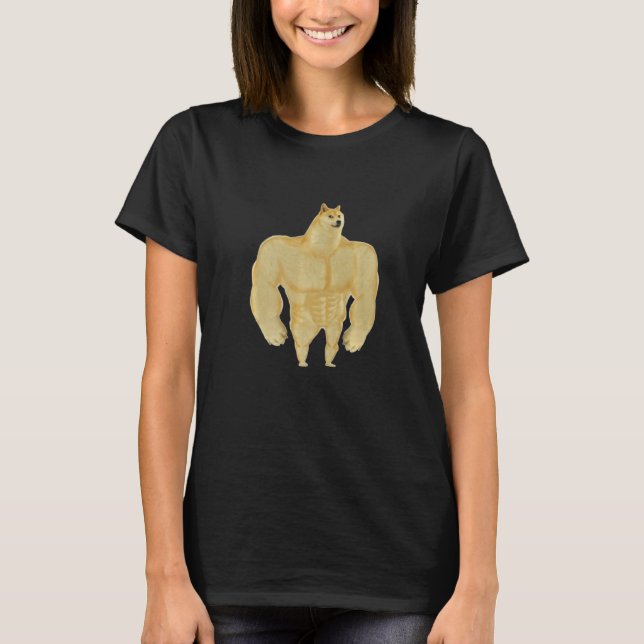 Camiseta Cachorro Chiba Engraçado e Sarado no Ginásio meme  (Frente)