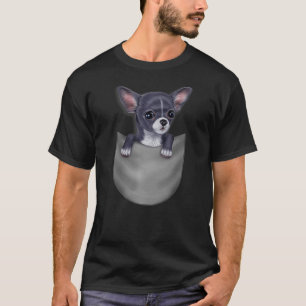 Camiseta Cachorro Chihuahua azul no bolso