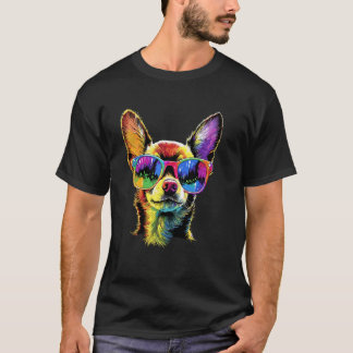 Camiseta Cachorro Chihuahua com Óculos de Sol Cães que Eu A