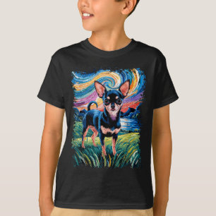 Camiseta Cachorro Chihuahua Lisa Preto e Marrom Noite Estre