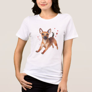 Camiseta Cachorro Chihuahua Mistura de Aguarela Feliz Cacho