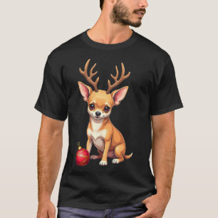 Camiseta Cachorro Chihuahua Rena de Natal Amante de Cachorr
