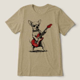 Camiseta Cachorro Chihuahua Rockstar Tocando Guitarra Elétr
