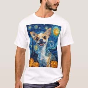 Camiseta cachorro chihuahua sorrindo noite estrelada por Va