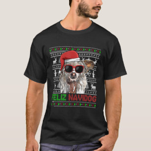Camiseta Cachorro Chinês Prendido Feliz Navidog Feliz Natal