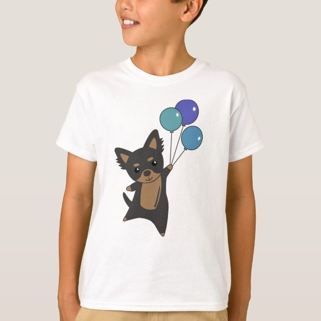 Camiseta Cachorro Chiwawa Voa Com Balões (Frente)