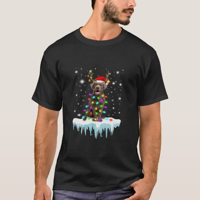 Camiseta Cachorro | Chocolate Labrador de Natal (Frente)