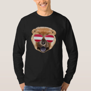Camiseta Cachorro Chow Chow Bandeira da Áustria Áustria Bol