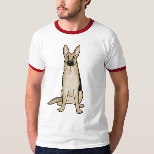 Camiseta Cachorro-claro e German shepherd preto | Pet Art (Frente)